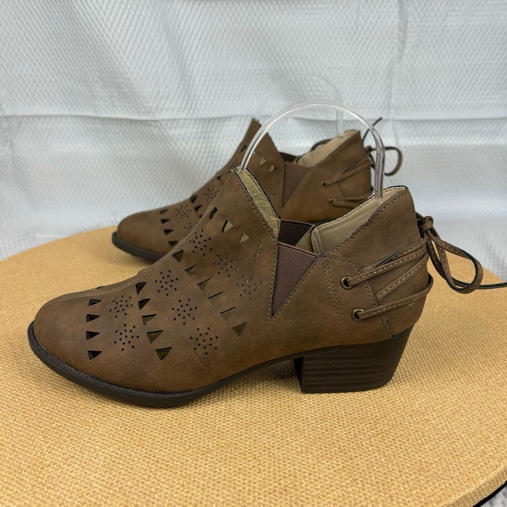 JBU | Women’s Evelyn Brown Cutout Vegan Fashion Boot | Size 7.5